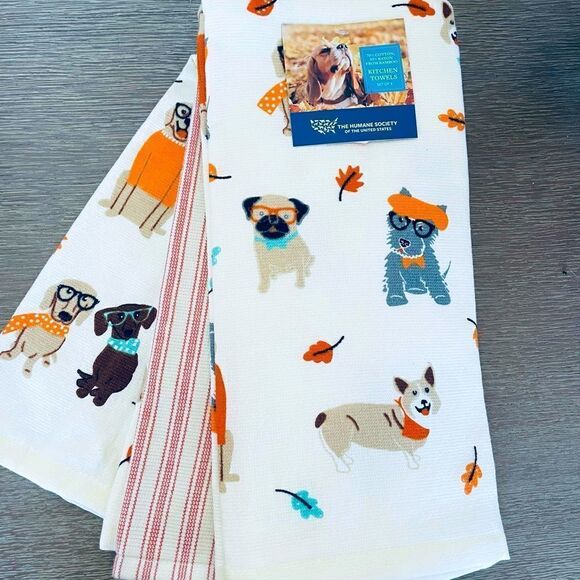 ASPCA Fall Dogs 3-pk Kitchen Dish Towels Set - Picture 1 of 3